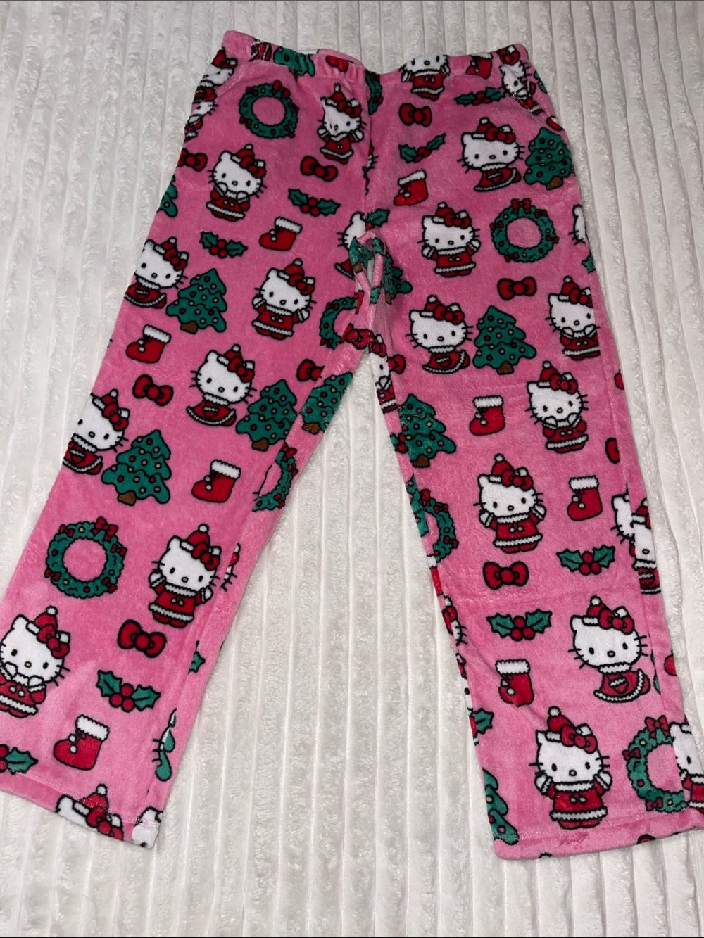 Hello Kitty Pink Holiday Fleece Pajama Pants | Size Large